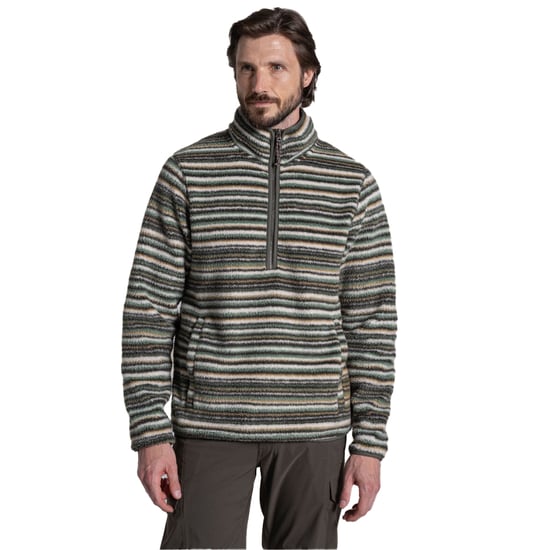 Craghoppers Heren Tatton II Contrast Gestreept Fleece Top (Bosgroen) - Image 3