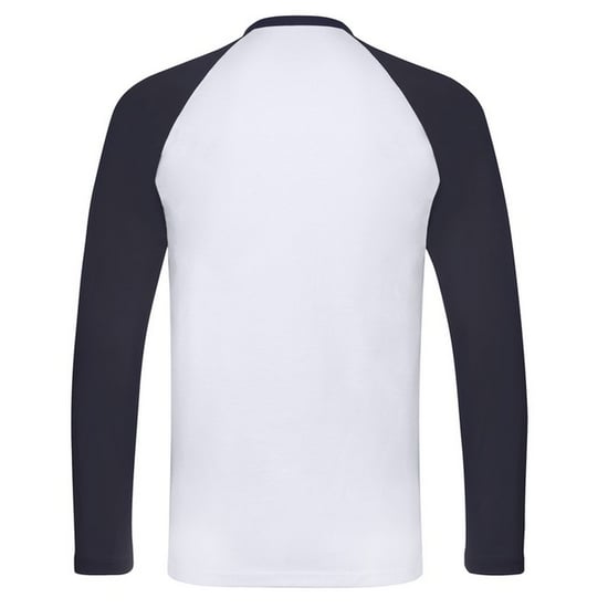 Fruit of the Loom Heren Valueweight Baseball T-shirt met lange mouwen (Witte/diepe marine) - Image 2