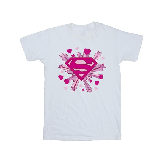 DC Comics Mens Superman Pink Hearts And Stars Logo T-Shirt (White) - Image 1