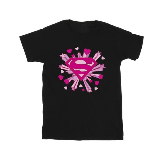 DC Comics Mens Superman Pink Hearts And Stars Logo T-Shirt (Black) - Image 1