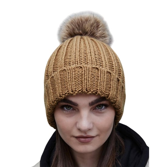 Beechfield Grote imitatie bontmuts Pom Pom (Koekje) - Image 2
