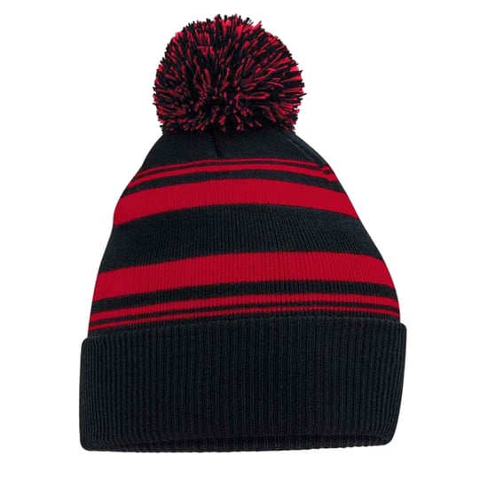 Beechfield Gestreepte muts (Zwart/Klassiek Rood) - Image 1