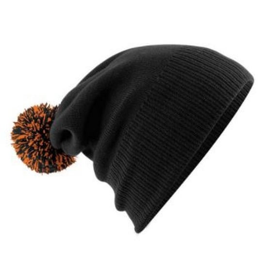 Beechfield Volwassenen Unisex Snowstar Beanie (Zwart/Oranje) - Image 2