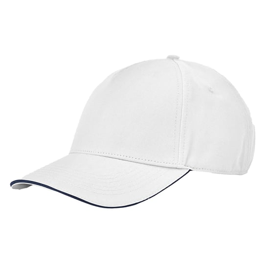 Beechfield EarthAware Classic 5 Panel Organic Cotton Sandwich Peak Baseball Cap (Witte/franse marine) - Image 2