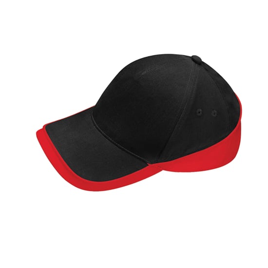 Beechfield Teamwear Wedstrijd Baseball Cap (Zwart/Klassiek Rood) - Image 2