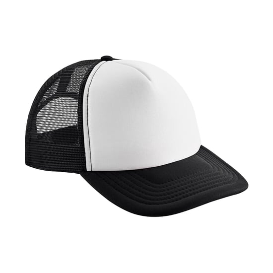 Beechfield Kinderen/Kinderen Vintage Snapback Trucker Cap (Zwart/Wit) - Image 1