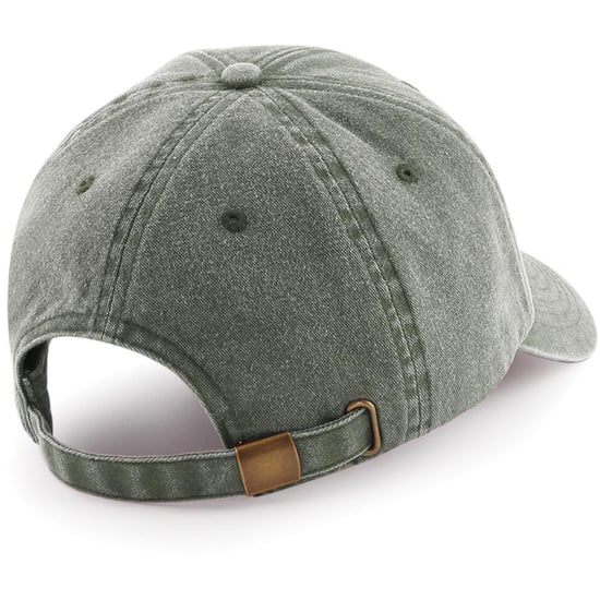 Beechfield Unisex Laag Profiel Vintage Denim-Look Cap (Vintage Olijf) - Image 2