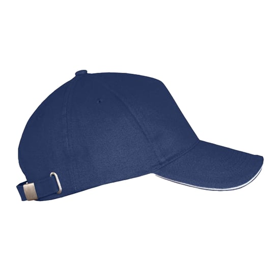 SOLS Long Beach 5 Paneel Baseball Cap (Franse marine / Wit) - Image 3
