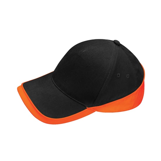Beechfield Teamwear Wedstrijd Baseball Cap (Zwart/Oranje) - Image 2