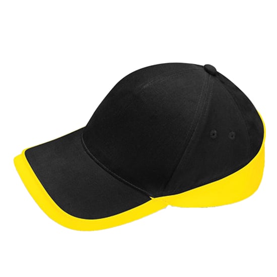 Beechfield Teamwear Competition Baseball Cap (Black/Yellow) - Image 2