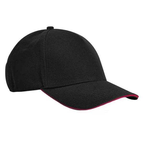 Beechfield EarthAware Klassieke Organic Cotton 5 Panel Baseball Cap (Zwart/Klassiek Rood) - Image 1