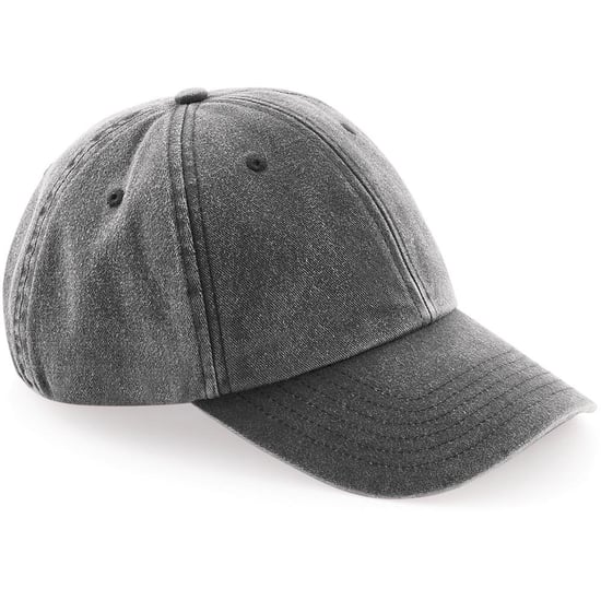 Beechfield Unisex Laag Profiel Vintage Denim-Look Cap (Vintage Zwart) - Image 1