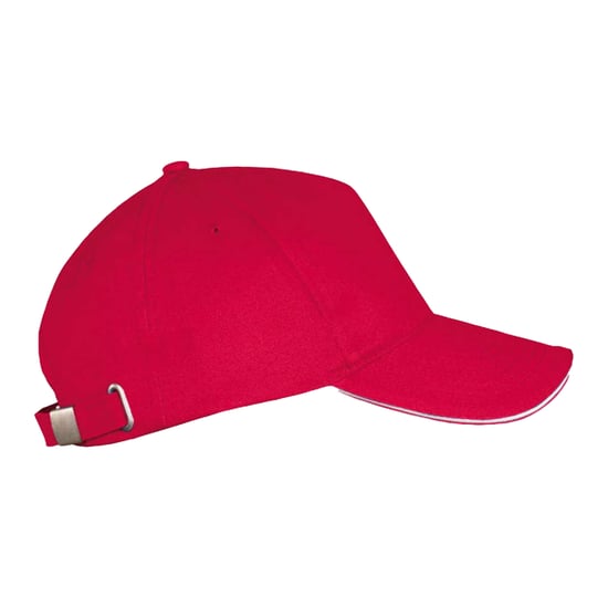 SOLS Long Beach 5 Paneel Baseball Cap (Rood/Wit) - Image 3