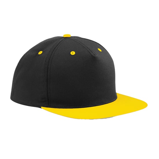 Beechfield Unisex Volwassen Contrast 5 Panel Snapback Cap (ZWART/GEEL) - Image 1