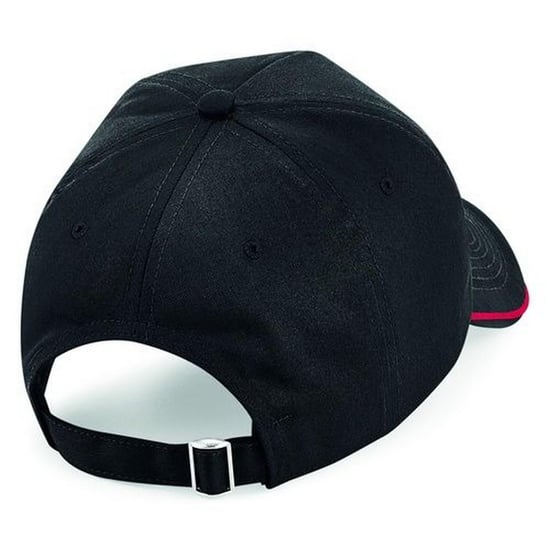 Beechfield Volwassenen Unisex Authentiek 5 paneel Piekdop met leidingen (Zwart/Klassiek Rood) - Image 2