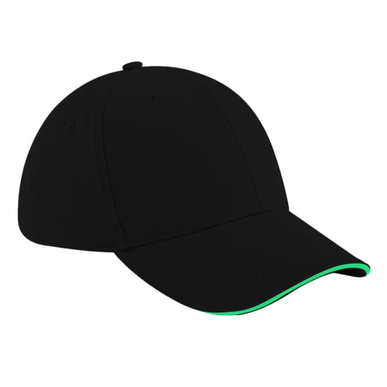 Beechfield Volwassenen Unisex Athleisure Cotton Baseball Cap (Zwart/Lijkgroen) - Image 1