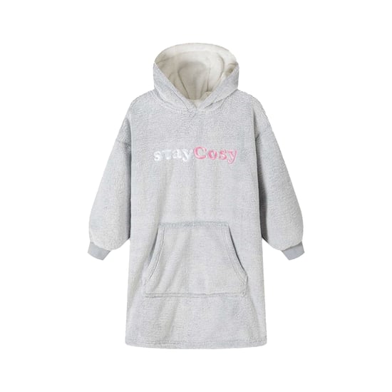 Minoti Meisjes Knuffel Geborduurde Fleece Oversized Hoodie (Grijs) - Image 1
