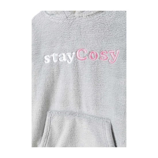 Minoti Meisjes Knuffel Geborduurde Fleece Oversized Hoodie (Grijs) - Image 3