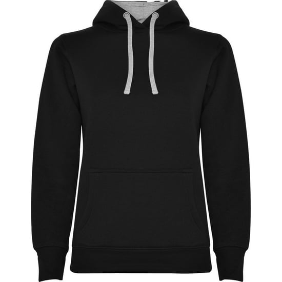 Roly Dames/Dames Urban Hoodie (Zwart/Heather Grijs) - Image 1