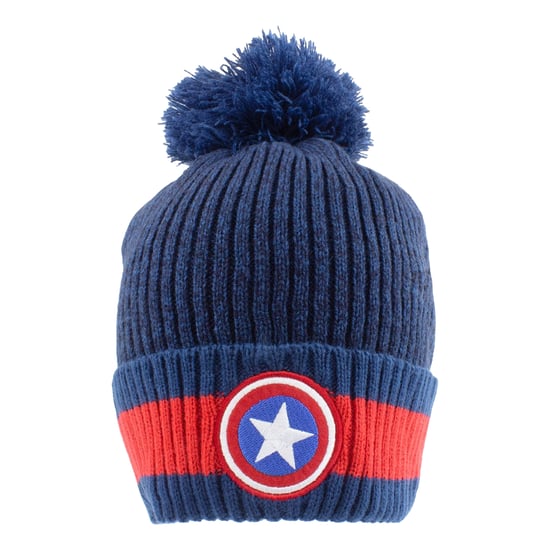 Captain America Unisex Vuxen Logo Pom Pom Beanie (Blå/Röd) - Image 1