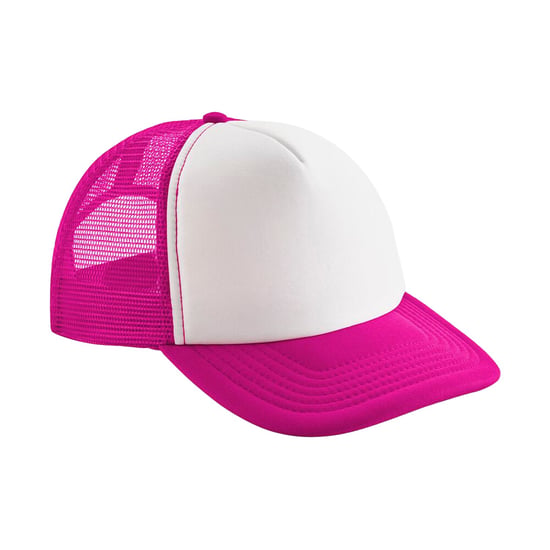 Beechfield Childrens/Kids Vintage Snapback Trucker Cap (Fuchsia/White) - Image 1