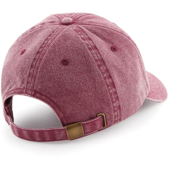Beechfield Unisex Laag Profiel Vintage Denim-Look Cap (Vintage Rood) - Image 2