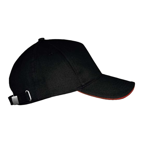 SOLS Long Beach 5 Paneel Baseball Cap (Zwart/Rood) - Image 3