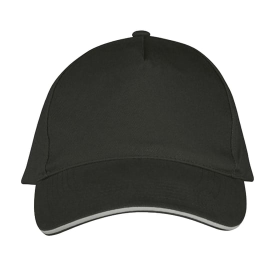 SOLS Long Beach 5 Paneel Baseball Cap (Donkergrijs/lichtgrijs) - Image 1