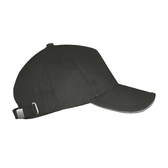SOLS Long Beach 5 Paneel Baseball Cap (Donkergrijs/lichtgrijs) - Image 3