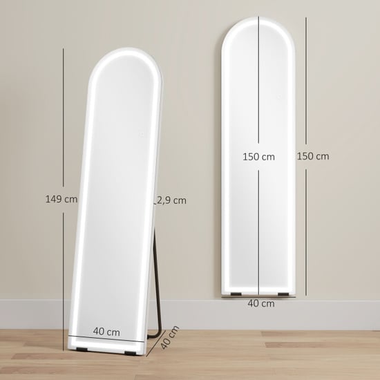 4goodz Passpiegel met led-licht 150x40 cm dimbaar en 3 lichtkleuren vrijstaand of - Image 2