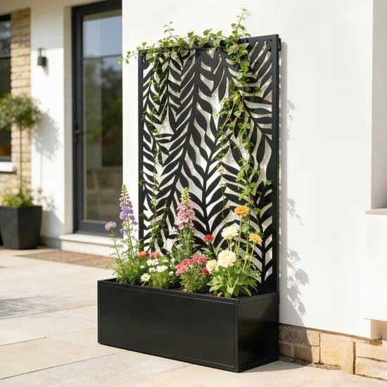 4goodz Plantenbak metaal met klimrek 23x61x113 cm - - Image 2