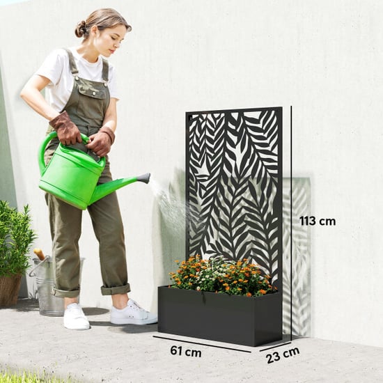 4goodz Plantenbak metaal met klimrek 23x61x113 cm - - Image 3