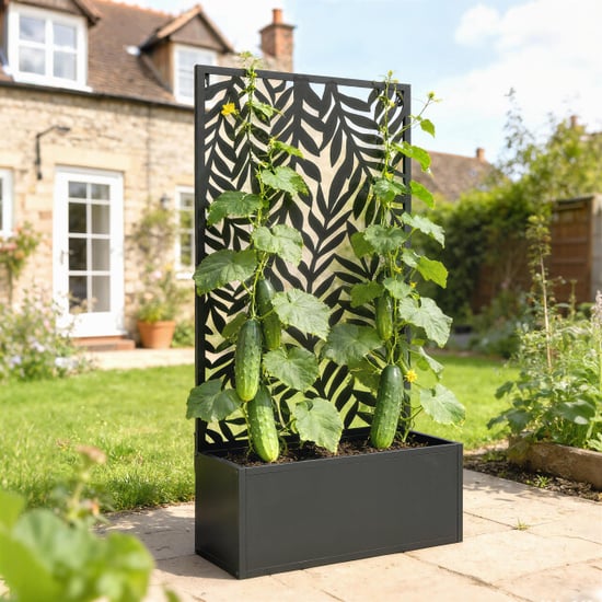 4goodz Plantenbak metaal met klimrek 23x61x113 cm - - Image 5
