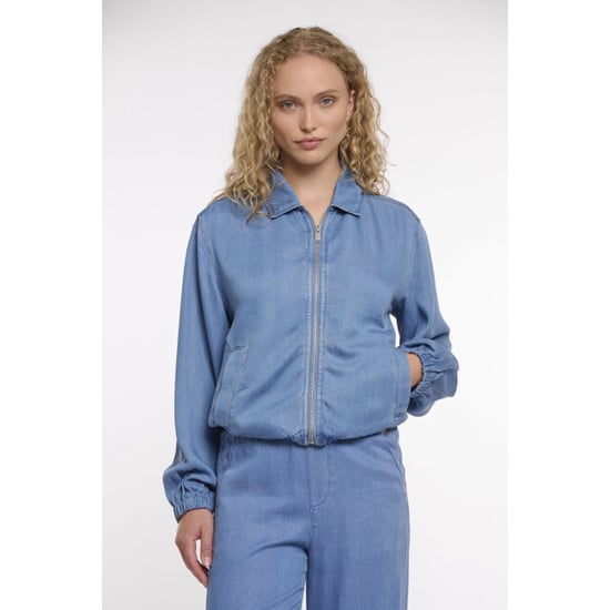 Rino & Pelle Myla.7002621 rino&pelle puff sleeve zip jacket washed blue - Image 1