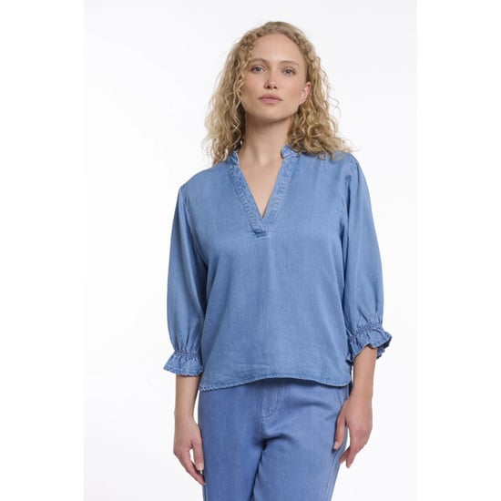 Rino & Pelle half sleeve top with v-neck kamar.7002621 washed blue - Image 1