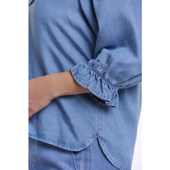 Rino & Pelle half sleeve top with v-neck kamar.7002621 washed blue - Image 3