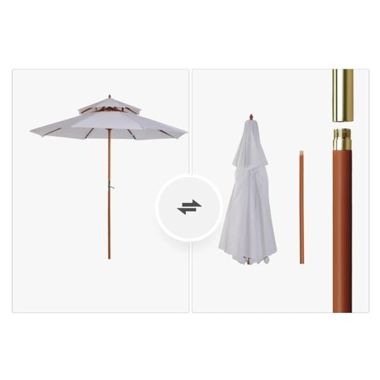 4goodz Parasol 265 cm met houten parasolstok en bamboe baleinen - - Image 2