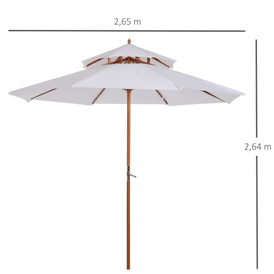 4goodz Parasol 265 cm met houten parasolstok en bamboe baleinen - - Image 4
