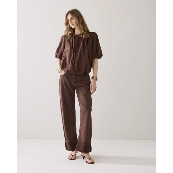 Summum 2s34-12370 713 top balloon sleeves viscose cotton coffee - Image 6