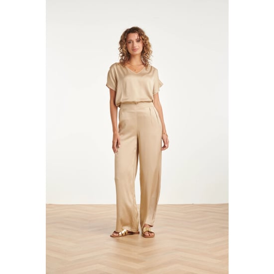 Smashed Lemon Wide leg pantalon met satijn-glans | - Image 1