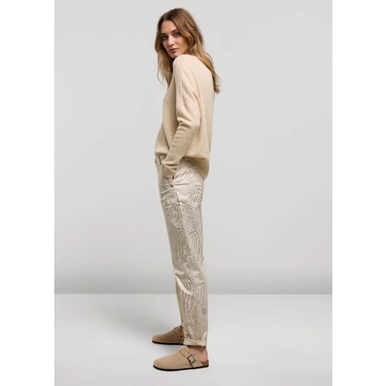 Summum Loose fit pants metallic leaf stretch twill ecru dessin - Image 3