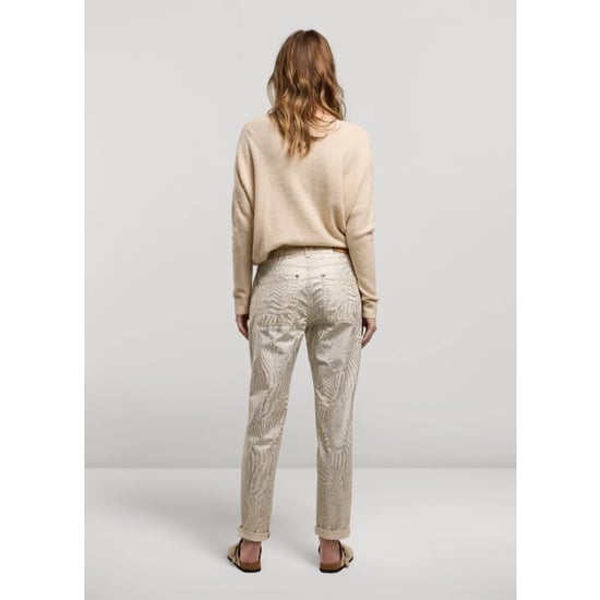 Summum Loose fit pants metallic leaf stretch twill ecru dessin - Image 4