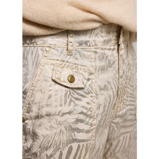 Summum Loose fit pants metallic leaf stretch twill ecru dessin - Image 5
