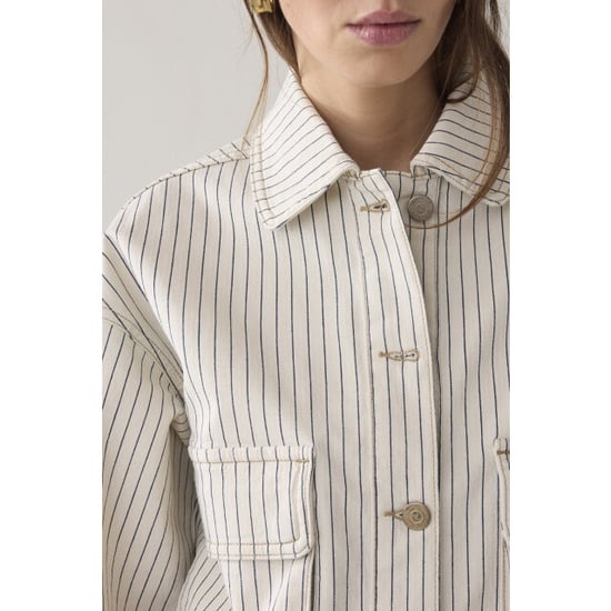 Summum 1s1289-12403 122 boxy jacket yarn dyed stripe ivory - Image 4