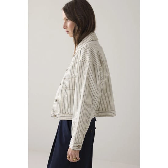 Summum 1s1289-12403 122 boxy jacket yarn dyed stripe ivory - Image 5