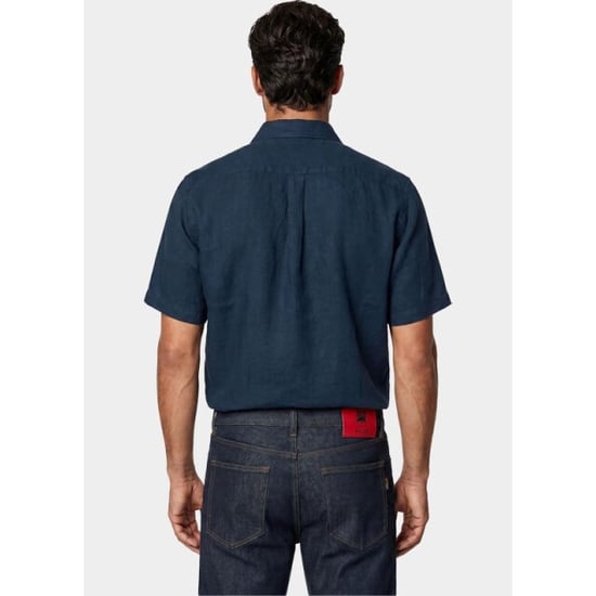 Bos Bright Blue Overhemd korte mouw heren linnen shirt 5700.426/208 - Image 2