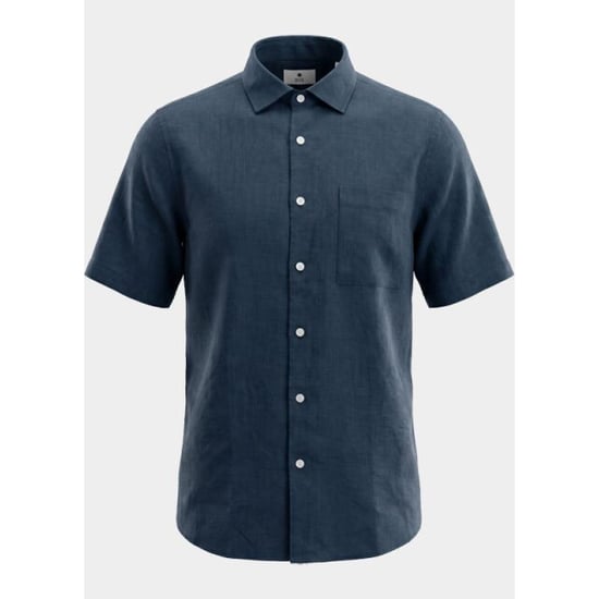 Bos Bright Blue Overhemd korte mouw heren linnen shirt 5700.426/208 - Image 3