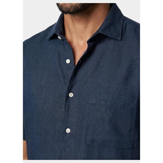 Bos Bright Blue Overhemd korte mouw heren linnen shirt 5700.426/208 - Image 4