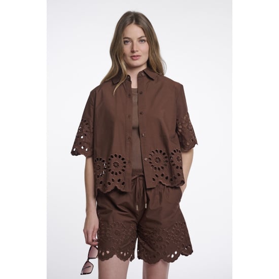 Rino & Pelle Kaate.7002624 short sleeve blouse with button closure dark brown - Image 1