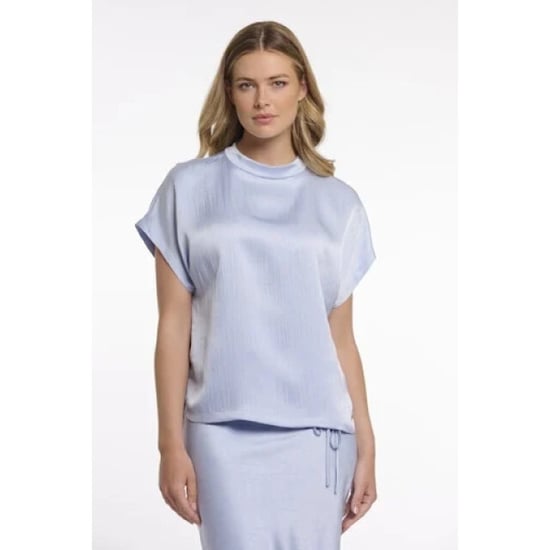 Rino & Pelle Esai.7002622 rino&pelle short sleeve top with high neck light blue - Image 1